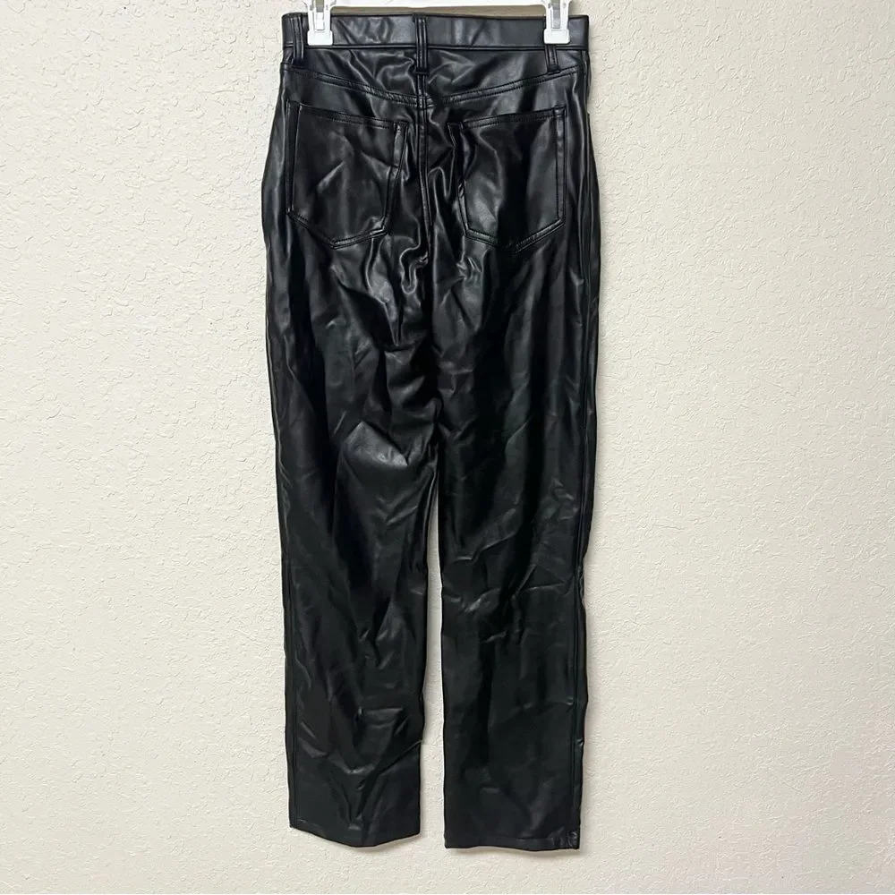 NWT Abercrombie & Fitch 90s Straight Ultra High Rise Faux Leather Pant Sz 27/4